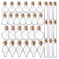 50 Pieces Small Mini Glass Jars Bottles with Cork Stoppers 5 Shapes Tiny Wishing Drifting Bottle Crafts DIY Projects. 