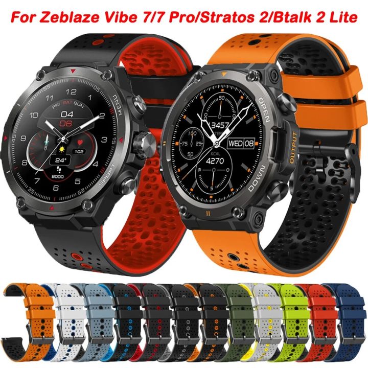 22mm Watch Strap For Zeblaze Vibe 7 Pro/7 Lite/Stratos 2 3/Btalk 3/2 Lite Silicone Smartwatch Belt Bracelet GTR Ares 3 Pro Band