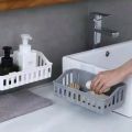 Bathroom Storage Shelf plastic toilet bathroom wall hanging storage rack basket no trace stickers.