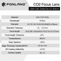ZnSe Focus Lens USA CVD Lens Dia. 15/18/20 FL25. 4/38.1/50.8/63. 5/76.2/101.6/127/160mm for CO2 Laser Engraving Cutting Machine. 