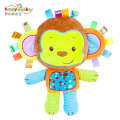 Happy Monkey Baby Doll Small Short Animal Plush Ringing Bell Neonatal Comfort Toy. 