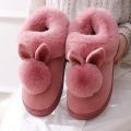 Autumn Winter Cotton Slippers Rabbit Ear Home Indoor Slippers Winter Warm Shoes Womens Cute Plus Plush Slippers. 