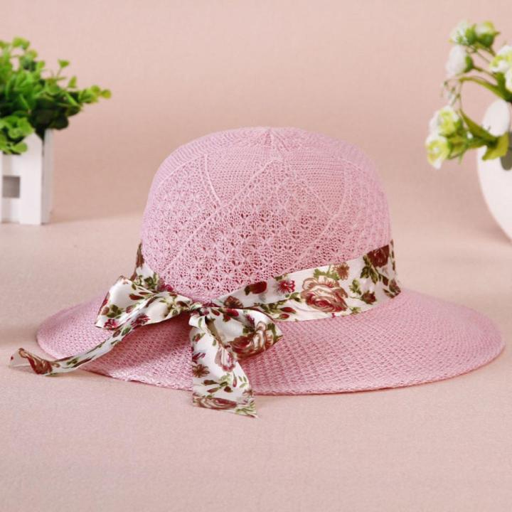 Summer Girls Sun Hats Wide Brim Bowknot Straw Hat with Ribbon Outdoor Sun  Protection Women Hats Ladies Panama Caps