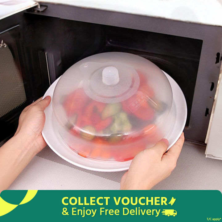 2 Pieces MICROWAVE FOOD COVER / Plate Cover Splatter Guard Non Stick Plastic Clear Dish Lid small size
