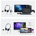 USB Wired Over-ear Headphones 3.5mm Wired Business Headset 3D Surround Sound Wired Earphone with Microphone for Call Center, Truck Driver, Skype, Study. 