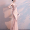 Evening Gown Women's Banquet High-End Generous Long Temperament Gorgeous Host Socialite Dress Fishtail.