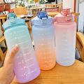 2L Water Bottle With Straw Time Marker Plastic Water Cup Large Capacity Frosted Outdoor Sports Bottles botella de agua 2 litros. 