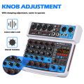 BOMGE 6 Channel mini DJ Audio Sound Mixer Interface with MP3、 USB, Bluetooth , Stereo Recording, 48V Phantom Power, 24 DSP for karaoke, performance, church singing , streaming.