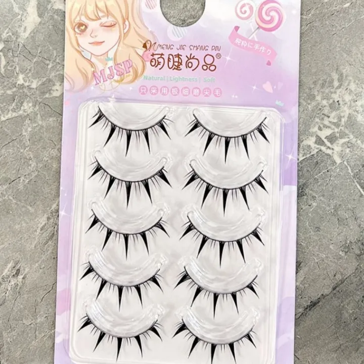 Cat-Eye%20Makeup%20Manga%20Lashes%20Natural%20Wet%20Look%20Dramatic%20Fake%20Eyelashes%20Fluffy%20Fairy%20Clusters%20Cosplay%20Lashes%20Women%20-%20Image%204