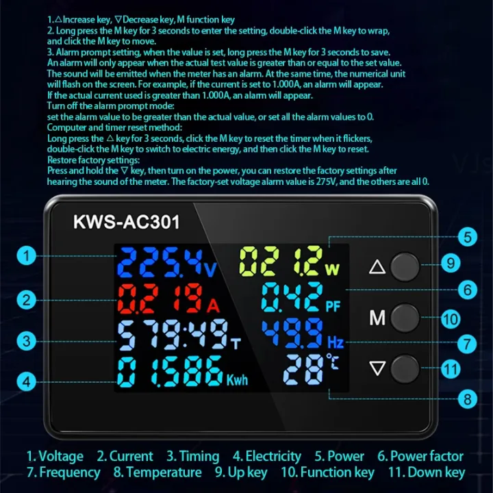 KWS-AC301%20Wattmeter%20Power%20Meter%20Voltmeter%20AC%2050-300V%20Voltage%208%20In%201%20Multifunction%20AC%20Electricity%20Meter%200-20/100A%20Detector%20-%20Image%204