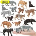 New Wild Feline Figurine Snow Leopard Black Panther Lynx Simulation Animal Model Action Figures Children Collect Toys Gifts.