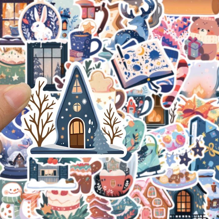 10/30/50PCS%20Cartoon%20Winter%20Christmas%20Graffiti%20Stickers%20Decals%20DIY%20Phone%20Scrapbook%20Luggage%20Helmet%20Kid%20Toy%20Cute%20Waterproof%20Sticker%20-%20Image%204