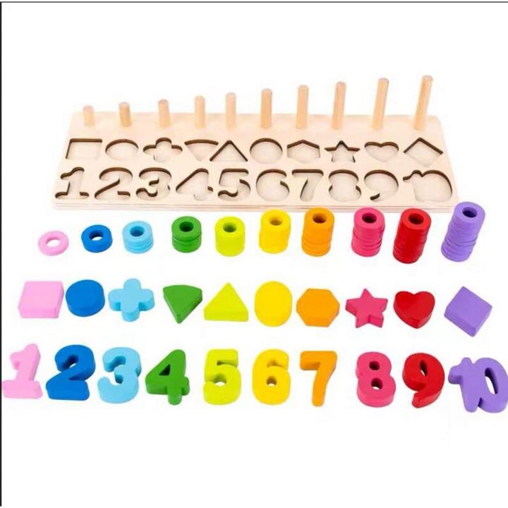 Wooden Number Puzzle Sorting Montessori Toys for Toddlers - Shape - Baby Toys