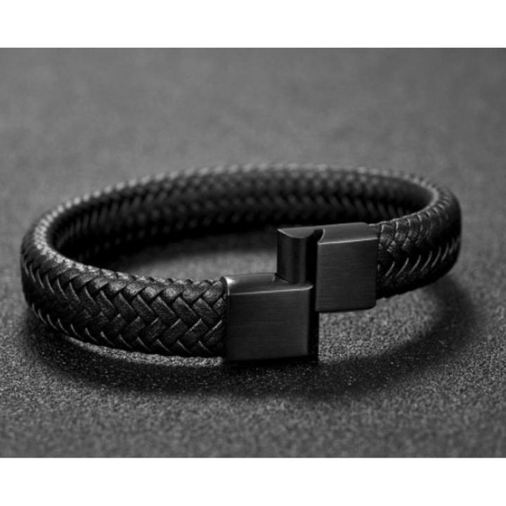 High Quality braided Wristband custom Leather Bracelets Weave magnetic clasps hand chain For Men Gift Accessories - Bracelet For Men