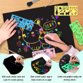Scratch Paper Art Set Replacement Spare Parts 50 Sheets 8x11in Rainbow Coated Scratchboard Large Scratch Paper with Wooden Styluses and Stencils.