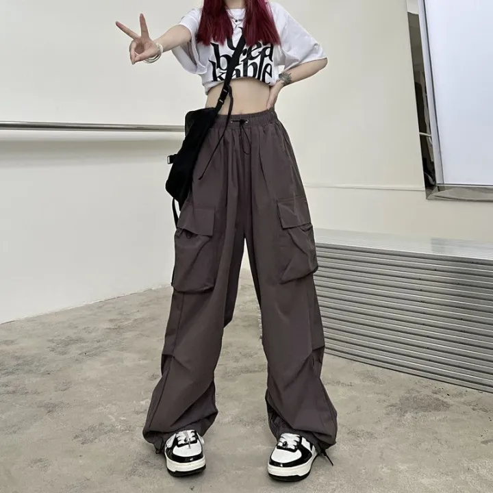 Y2K%20Trousers%20Women%20Cargo%20Pants%20Straight%20Wide%20Leg%20Drawstring%20Oversize%20Pockets%20Kpop%20High%20Waisted%20Breathable%20Solid%20Color%20Sweatpants%20-%20Image%202