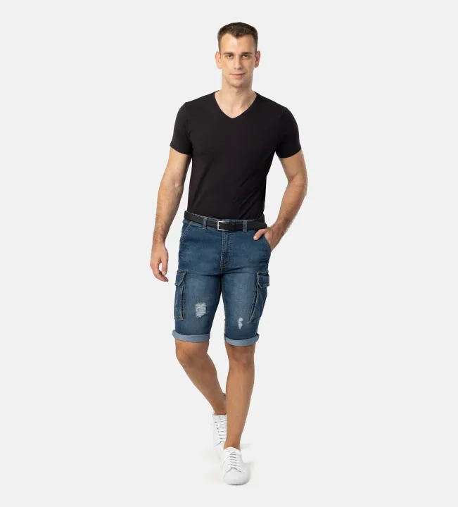 Pantoneclo%20Premium%20Quality%20Indigo%20Color%20Ripped%20Design%20Men's%20Denim%20Shorts%20/%20Pant%20-%203%20Quarter%20Pant%20-%20Image%205