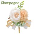 【COOL】 Silk Rose Boutonniere Groom Artificial Flower Bouquet Corsage Bridal Brooch Pins Buttonhole Wedding Party Ceremony Jewelry.