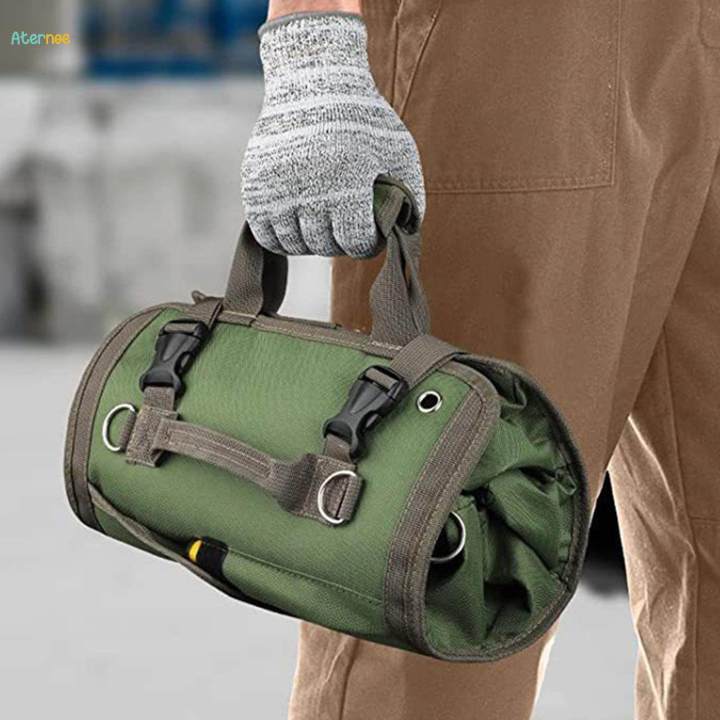 Toll Roll Bag with 4 Detachable Pockets and 4 Zipper Pouches Multifunction Hardware Tool Organizer for Car Home DIY Construction Motorcycle
