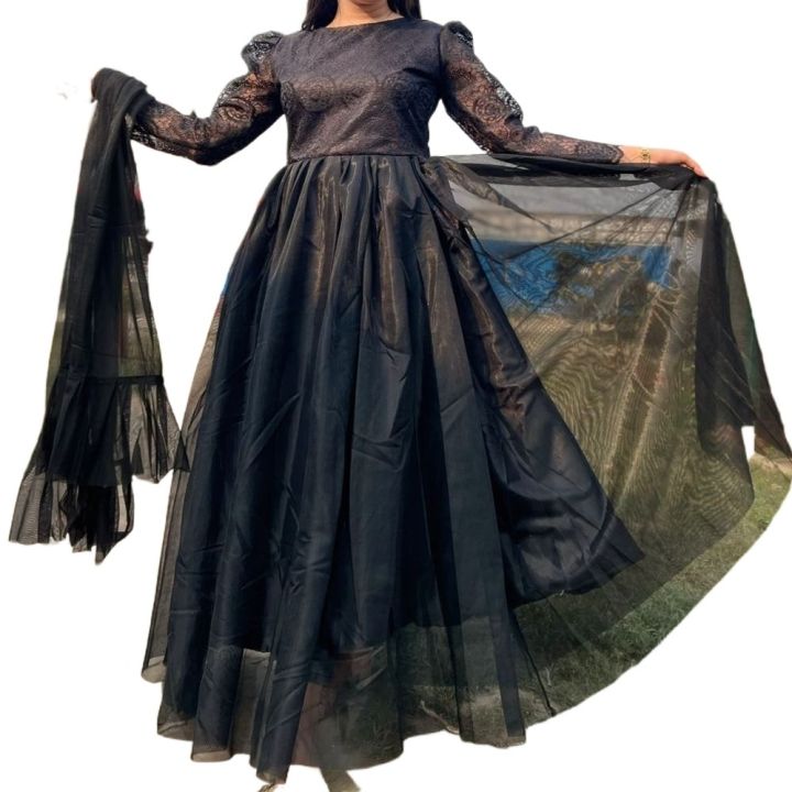 Dream%20Designer%20Black%20Barbie%20Gown%20Made%20by%20Premium%20Soft%20organza%20Tissue%20and%20net%20For%20Women%20-%20Image%202