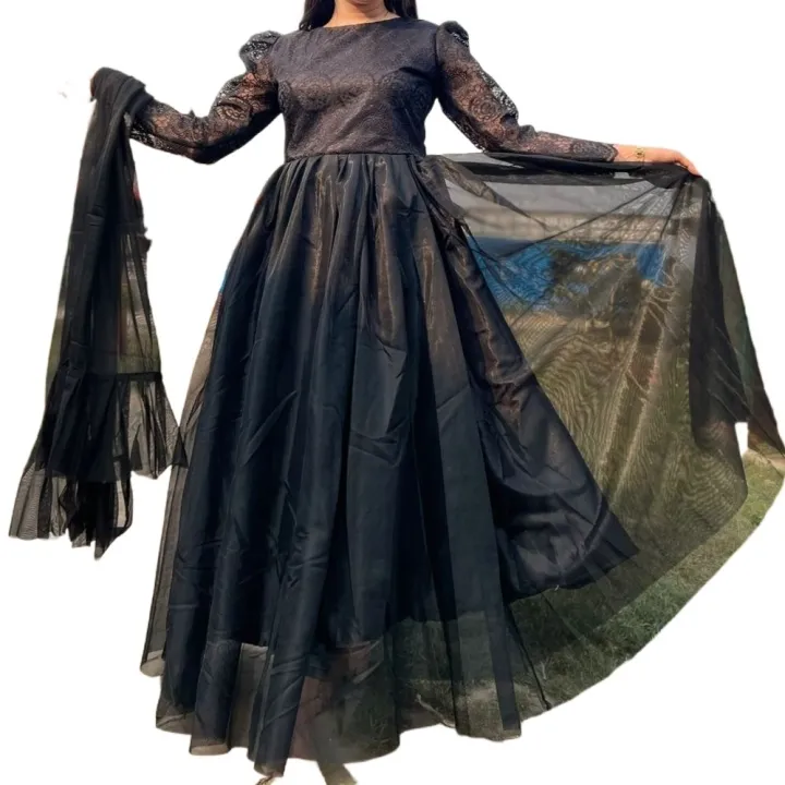 Dream%20Designer%20Black%20Barbie%20Gown%20Made%20by%20Premium%20Soft%20organza%20Tissue%20and%20net%20For%20Women%20-%20Image%202