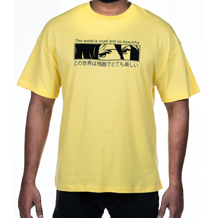 Drop Soulder T-shirt Yellow