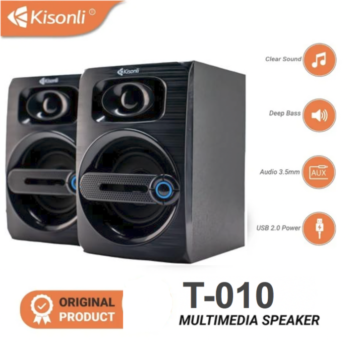 KISONLI T-010 USB 2.0 Stereo Speaker Promotional Stereo Desktop Computer Speakers Nice Tech