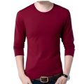 MAROON COLOR SOLID LONG SLEEVE MENS T-SHIRT.