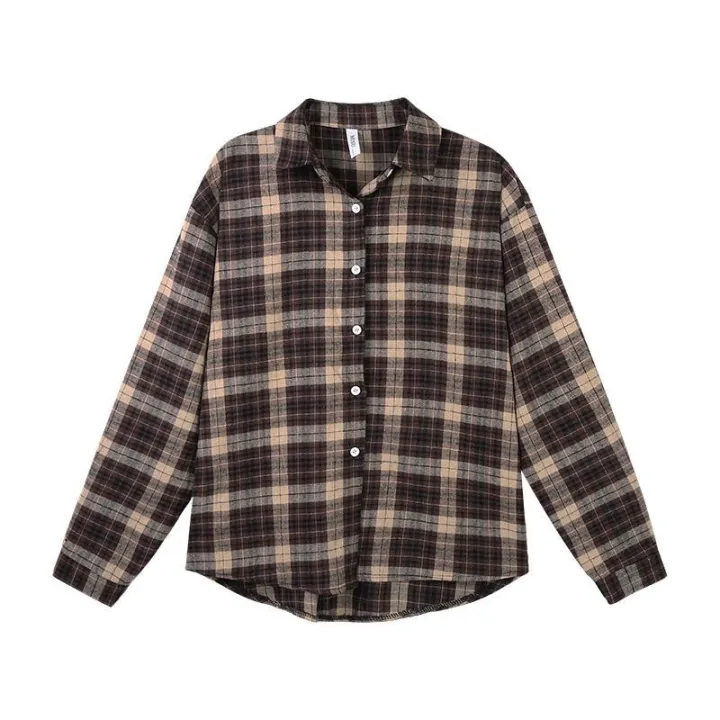Spring%20and%20Autumn%20Plaid%20Shirt%20Coat%20Women's%20Clothing%20Design%20Sense%20Niche%20Shirt%202021%20New%20Retro%20Hong%20Kong%20Style%20Long-Sleeved%20Top%20-%20Image%205
