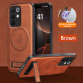 lthmy for Realme C85 Pro Supports Magnetic Wireless Charging Casing Matte Leather Phone Case Shockproof Protection Cases Armor Bracket Back Cover.