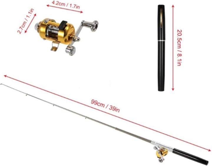Telebrands%20As%20Seen%20on%20Tv%20MINI%20POCKET%20PEN%20FISHING%20ROD%20POLE%20WITH%20GOLDEN%20BAITCASTING%20REEL%20SET%20-%20Image%205