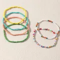 FZ0251 Naizhu Middle East India Style Jewelry Mix and match colorful rice bead anklets, multi-layered bungee string beaded footlets. 