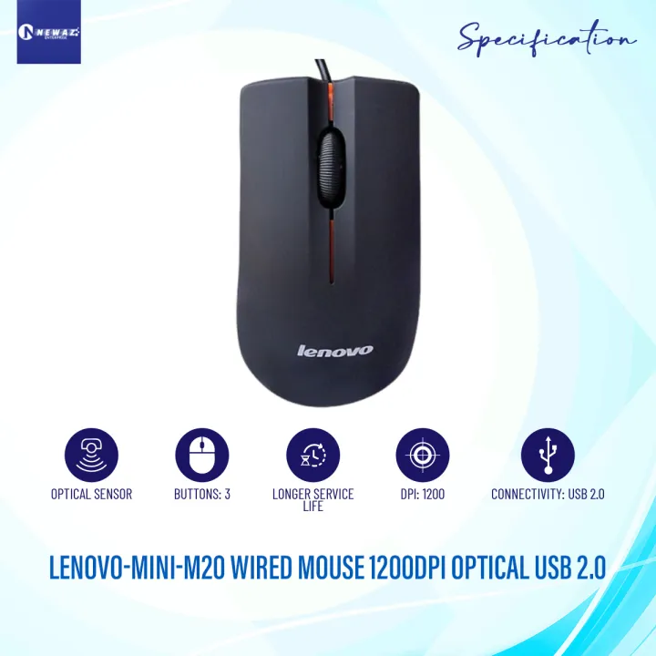 Lenovo-Mini-M20%20Wired%20Mouse%201200Dpi%20Optical%20Usb%202.0%20-%20Pro%20Gaming%20Mouse%20Optical%20Mice%20Frosted%20Surface%20For%20Computer%20Pc%20&%20Laptop%20-%20Image%202