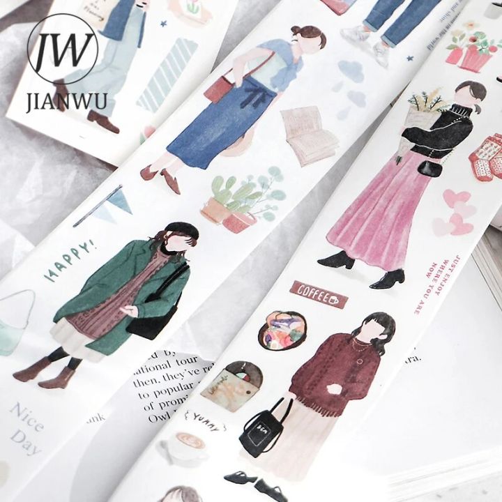 JIANWU%2040mm*300cm%20Today%E2%80%99s%20Outfit%20Series%20Literary%20Character%20Material%20Decor%20Washi%20Tape%20Creative%20DIY%20Journal%20Collage%20Stationery%20-%20Image%203