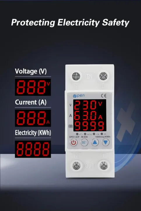 63A%20230V%203IN1%20Display%20Din%20Rail%20Adjustable%20Over%20Under%20Voltage%20Surge%20Protector%20Relay%20Over%20Current%20Protect%20Kwh%20Power%20watt%20Meter%20-%20Image%208