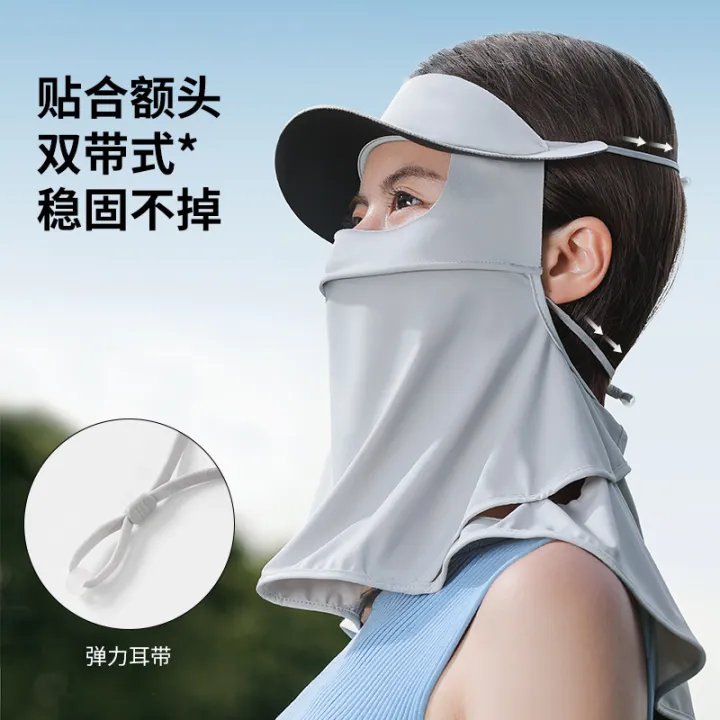 New%20Sunscreen%20Face%20Mask%20Summer%20Full%20Face%20Sunshade%20Black%20Rubber%20Brim%20Uv%20Protection%20Ice%20Silk%20Three-Dimensional%20and%20Breathable%20Sunscreen%20Mask%20-%20Image%203