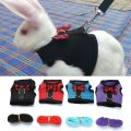 Cute Rabbit Harness Leash Set Bunny Vest Harnesses Guinea Pig Leashes For Outdoor Walking Lead Rope For Small Pets Supplies.