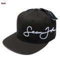 Black Sean John Embroidery Logo DJ Cap For Men.