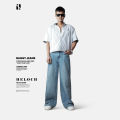 Vintage Light Blue Baggy Jeans for Men – Premium Cotton Denim | Trendy Loose Fit. 