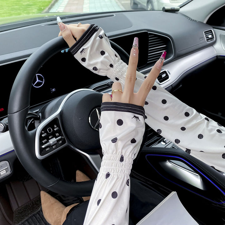 Korean%20Style%20Summer%20Simplicity%20Polka%20Dot%20Letter%20Loose%20Large%20Version%20Sun%20Protection%20Ice%20Silk%20Ice%20Sleeve%20Female%20Uv%20Protection%20Cycling%20and%20Driving%20-%20Image%207