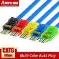 AMPCOM RJ45 Plug Cat6 Pass Through Connectors EZ to Crimp Modular Network Connector for Computer Hardware Stranded UTP Cable.