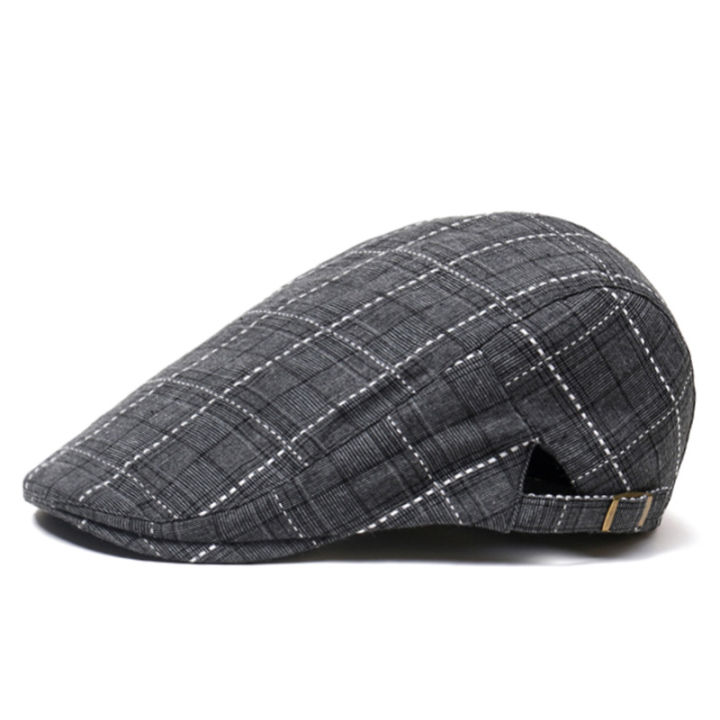 Hat%20Men's%20Spring%20and%20Summer%20Korean%20Style%20Fashion%20Style%20Peaked%20Cap%20Advance%20Hats%20Plaid%20Baseball%20Cap%20Sun%20Hat%20Beret%20Sun%20Hat%20-%20Image%202
