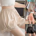 Women Safety Pants Ice Silk Boxer Shorts Ladies Lace Seamless Underwear Polyester Bloomers Shorts Anti-Emptied Pajama Pants. 