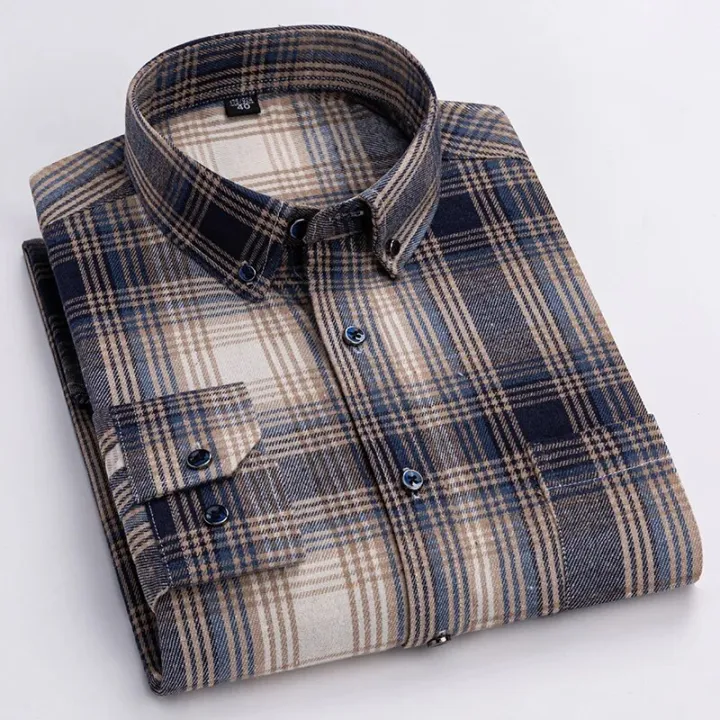 New%20Plaid%20Flannel%20Casual%20Shirts%20For%20Men%20Autumn%20Winter%20Long%20Sleeve%20Regular%20Fit%20Classic%20Checked%20Business%20Dress%20Shirt%20Men's%20Clothes%20-%20Image%205