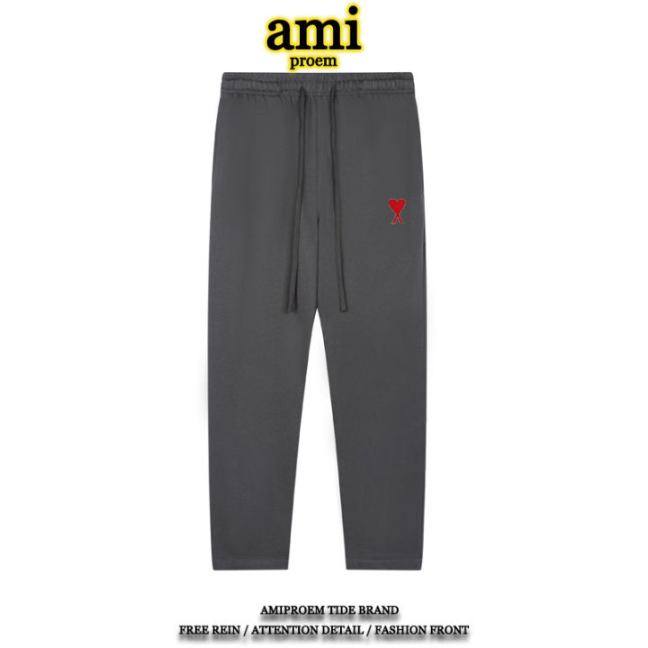 AMI%20prem%20Official%20Pants%20Men's%20Autumn%20New%20Casual%20Sports%20Trousers%20Fashion%20Brand%20Drooping%20Straight%20Wide%20Leg%20Sweatpants%20-%20Image%204