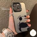 MissConnie Lovely Simple Panda Cartoon Luxury Plating Metal Phone Case Compatible for IPhone 15 11 Pro Max 15 14 Plus 14 11 12 13 15 Pro Max XR XS Max X Couples Cute Funny Panda Soft Cover. 