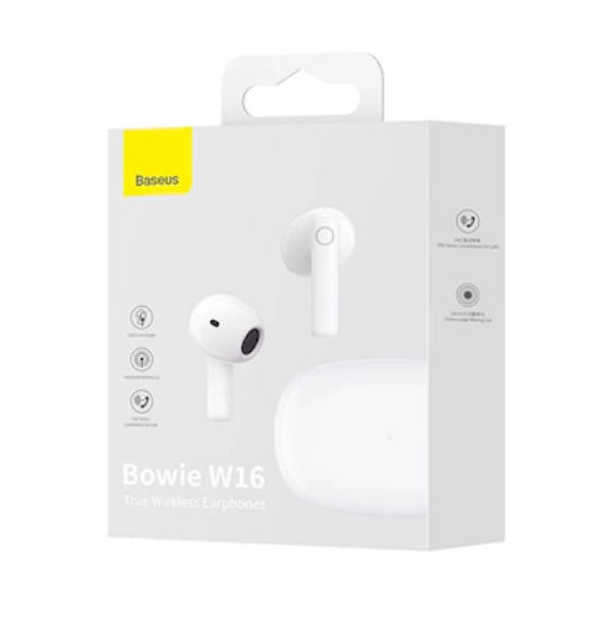Baseus TWS W16 Bluetooth Earbuds Music time up to 27h – White