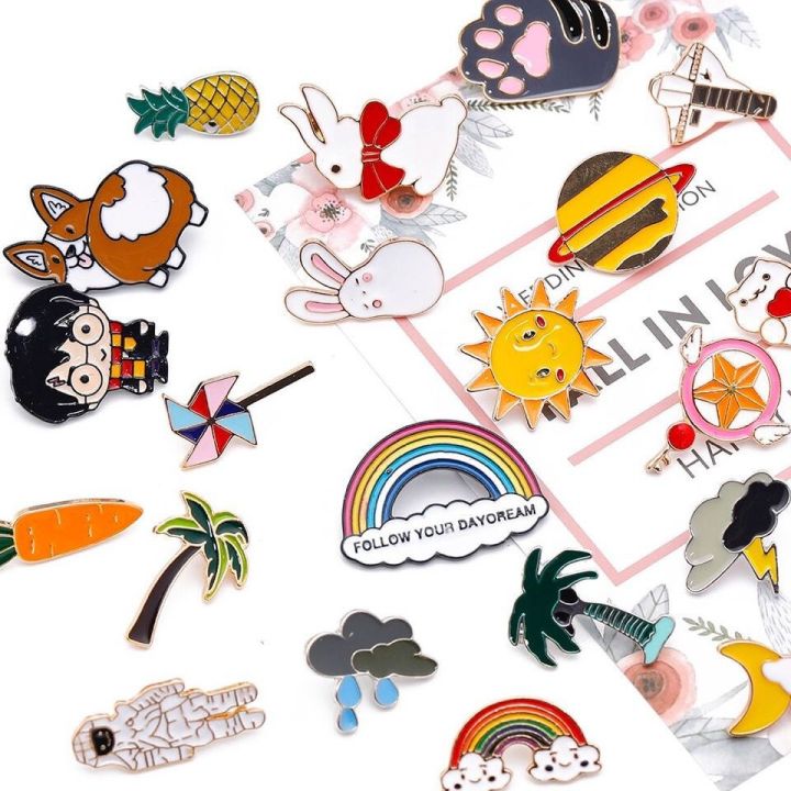Cute Japanese Metal Cartoon Brooch Girl Personality Badge Creative Accessories Cartoon Safety Pin