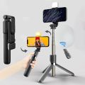 100cm Longest Tripod Stand + Selfie Stick Foldable Mini Tripod with Fill Light Bluetooth Remote Shutter Retractable Rod for Phone N08S/Q07 - Tripod.