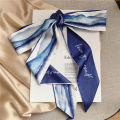 Retro French Bow Tie Hair Oil Painting Silk Scarf Hair Band Female Tie Scarf Long Ribbon Korean Style All-Match Spring and Autumn. 